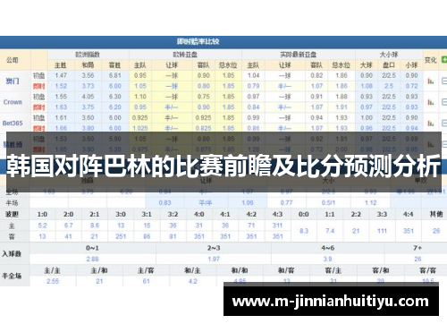 韩国对阵巴林的比赛前瞻及比分预测分析